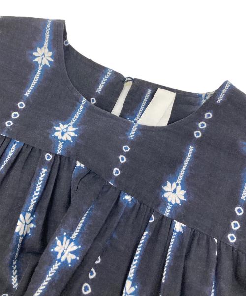 merlette（マーレット）Merlette (マーレット) ソリマン絞りティアードワンピース　長袖ワンピース　 one-piece 総柄　インド製 ネイビー サイズ: XSの古着・服飾アイテム