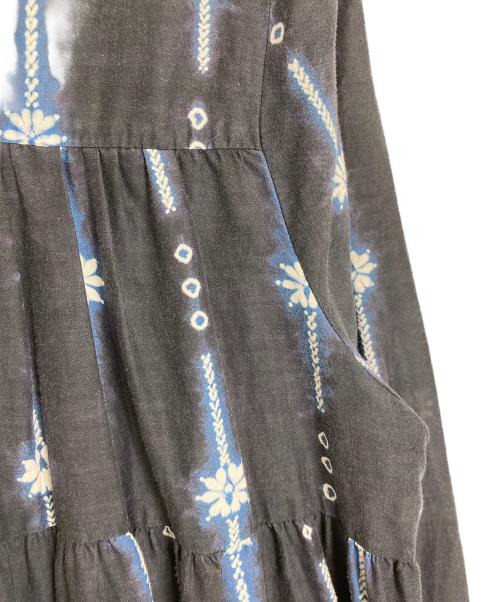 merlette（マーレット）Merlette (マーレット) ソリマン絞りティアードワンピース　長袖ワンピース　 one-piece 総柄　インド製 ネイビー サイズ: XSの古着・服飾アイテム