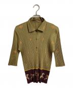 PLEATS PLEASEプリーツプリーズ）の古着「メリーゴーランドプリーツシャツカーディガン　デザインシャツ　プリーツシャツ　アニマル柄　動物柄　日本製」｜オリーブ