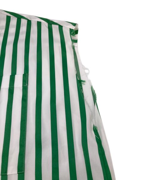 Whim Gazette（ウィムガゼット）Whim Gazette (ウィムガゼット) シャツワンピース　ストライプ ホワイト×グリーン サイズ:FREEの古着・服飾アイテム