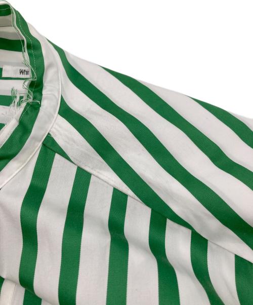 Whim Gazette（ウィムガゼット）Whim Gazette (ウィムガゼット) シャツワンピース　ストライプ ホワイト×グリーン サイズ:FREEの古着・服飾アイテム
