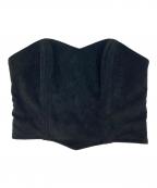 PANパン）の古着「ultrasuede baretop ウルトラスエードベアトップ　ビスチェ　スウェード　日本製」｜ブラック