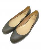 FRANCESCO RUSSOフランチェスコ ルッソ）の古着「フラットシューズ　フラットパンプス　ローヒール　イタリア製」｜グリーン