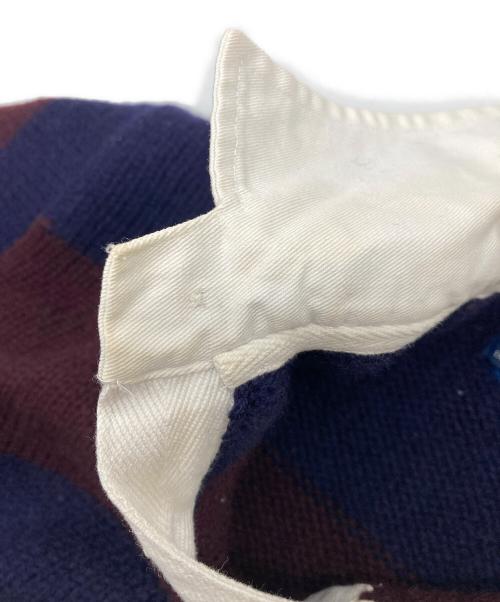 POLO RALPH LAUREN（ポロ・ラルフローレン）POLO RALPH LAUREN (ポロ・ラルフローレン) 【古着】90's ニット ラガー シャツ　ウールシャツ　ボーダー　90年代 ボルドー×ネイビー サイズ:Mの古着・服飾アイテム