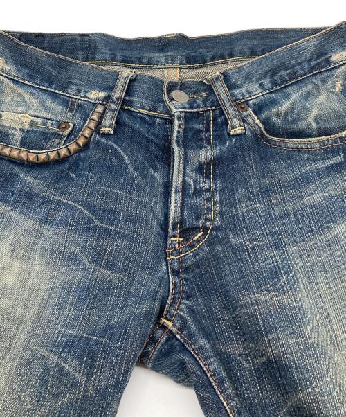Thee Hysteric XXX（ジィ ヒステリックトリプルエックス）Thee Hysteric XXX (ジィ ヒステリックトリプルエックス) スタッズデニムパンツ　ダメージパンツ　ジーンズ　日本製 インディゴ サイズ:28inchの古着・服飾アイテム