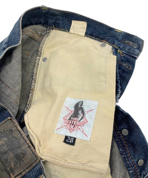 Thee Hysteric XXX（ジィ ヒステリックトリプルエックス）Thee Hysteric XXX (ジィ ヒステリックトリプルエックス) スタッズデニムパンツ　ダメージパンツ　ジーンズ　日本製 インディゴ サイズ:28inchの古着・服飾アイテム