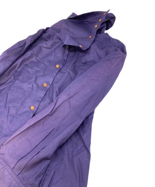 Vivienne Westwood RED LABEL（ヴィヴィアンウエストウッドレッドレーベル）Vivienne Westwood RED LABEL (ヴィヴィアンウエストウッドレッドレーベル) オーブ刺繍ロゴハイネックリネン混シャツ　デザインシャツ　長袖シャツ　日本製 パープル サイズ:2の古着・服飾アイテム