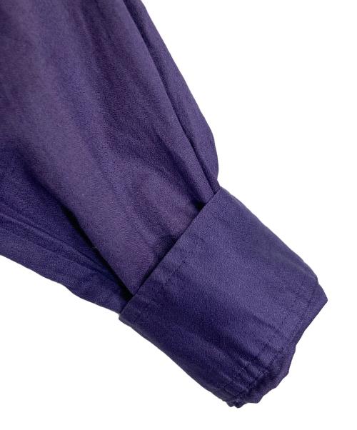 Vivienne Westwood RED LABEL（ヴィヴィアンウエストウッドレッドレーベル）Vivienne Westwood RED LABEL (ヴィヴィアンウエストウッドレッドレーベル) オーブ刺繍ロゴハイネックリネン混シャツ　デザインシャツ　長袖シャツ　日本製 パープル サイズ:2の古着・服飾アイテム