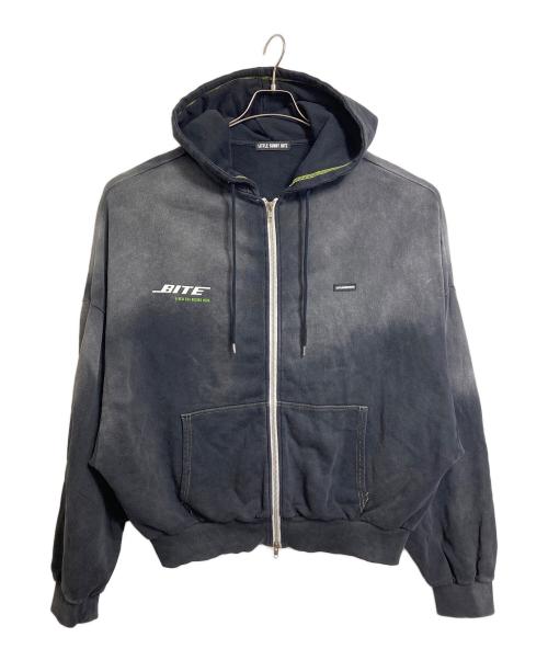 little sunny bite（リトルサニーバイト）Little sunny bite (リトルサニーバイト) グラデーション ロゴジップフーディーgradation logo zip hoodie  ジップパーカー グレー サイズ:Mの古着・服飾アイテム