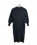Adam et Ropeアダム エ ロペ）の古着「フォルムニットワンピース　長袖ワンピース　ロングワンピース　マキシワンピース」｜ブラック