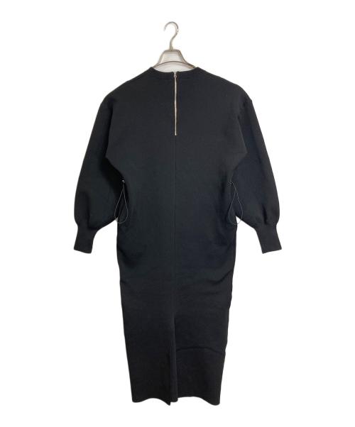 Adam et Rope（アダム エ ロペ）Adam et Rope (アダム エ ロペ) フォルムニットワンピース　長袖ワンピース　ロングワンピース　マキシワンピース ブラック サイズ:FREEの古着・服飾アイテム