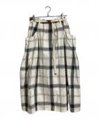 blanc vertブランヴェール）の古着「ベルト付スカート」｜ホワイト×ブラウン