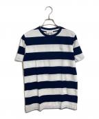 LACOSTEラコステ）の古着「Tシャツ S/S Tee ボーダー ピケ 鹿の子」｜ネイビー×ホワイト