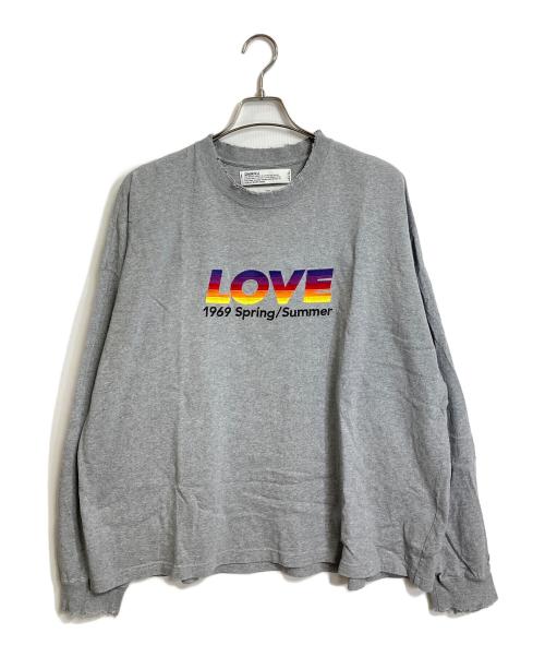 DAIRIKU（ダイリク）DAIRIKU (ダイリク) LOVE刺繍 ダメージカットソー ロンT グレー サイズ:FREEの古着・服飾アイテム