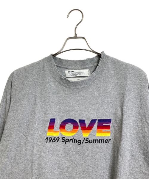 DAIRIKU（ダイリク）DAIRIKU (ダイリク) LOVE刺繍 ダメージカットソー ロンT グレー サイズ:FREEの古着・服飾アイテム