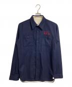 WACKO MARIAワコマリア）の古着「GUILTY PARTIES刺繍ウールシャツ　長袖シャツ　日本製」｜ネイビー