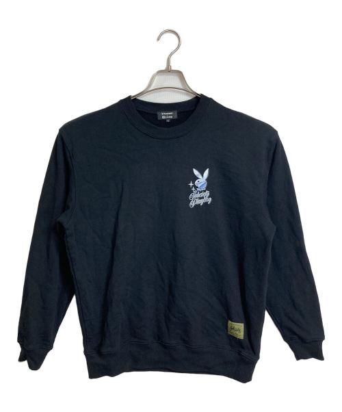 PLAY BOY（プレイボーイ）PLAY BOY (プレイボーイ) SUBCIETY (サブサエティ) スウェット　プリントスウェット ブラック サイズ:Lの古着・服飾アイテム