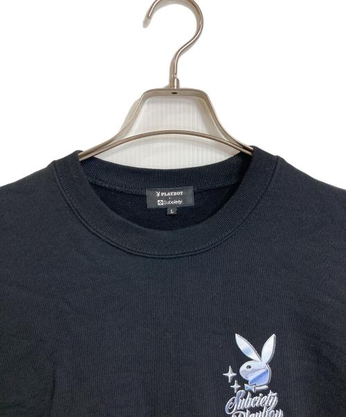 PLAY BOY（プレイボーイ）PLAY BOY (プレイボーイ) SUBCIETY (サブサエティ) スウェット　プリントスウェット ブラック サイズ:Lの古着・服飾アイテム