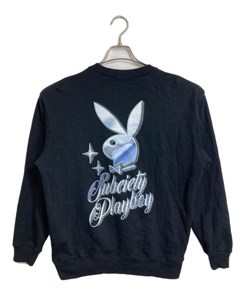 PLAY BOY（プレイボーイ）PLAY BOY (プレイボーイ) SUBCIETY (サブサエティ) スウェット　プリントスウェット ブラック サイズ:Lの古着・服飾アイテム