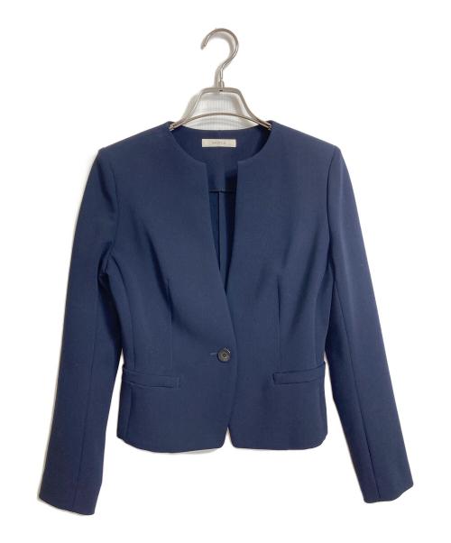 EPOCA（エポカ）EPOCA (エポカ) ノーカラージャケット　アウター　ライトアウター　セレモニー　オフィスカジュアル　日本製 ネイビー サイズ:38の古着・服飾アイテム