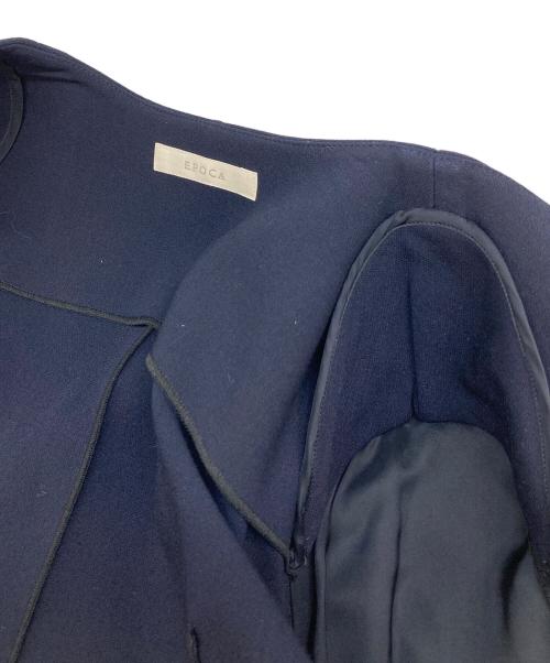 EPOCA（エポカ）EPOCA (エポカ) ノーカラージャケット　アウター　ライトアウター　セレモニー　オフィスカジュアル　日本製 ネイビー サイズ:38の古着・服飾アイテム