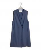 BALLSEYボールジィ）の古着「ニットジョーゼット ロングジレ　アウター　ライトアウター　セレモニー　日本製」｜ネイビー