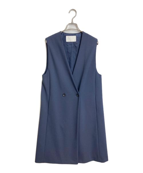 BALLSEY（ボールジィ）BALLSEY (ボールジィ) ニットジョーゼット ロングジレ　アウター　ライトアウター　セレモニー　日本製 ネイビー サイズ:36の古着・服飾アイテム