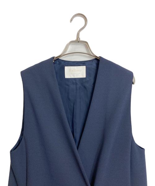 BALLSEY（ボールジィ）BALLSEY (ボールジィ) ニットジョーゼット ロングジレ　アウター　ライトアウター　セレモニー　日本製 ネイビー サイズ:36の古着・服飾アイテム