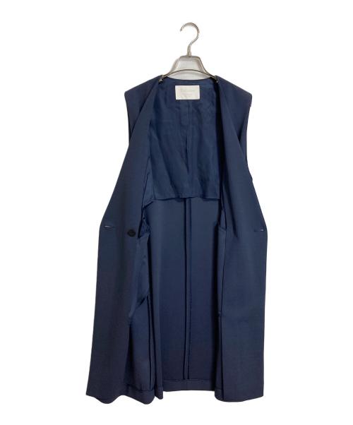 BALLSEY（ボールジィ）BALLSEY (ボールジィ) ニットジョーゼット ロングジレ　アウター　ライトアウター　セレモニー　日本製 ネイビー サイズ:36の古着・服飾アイテム