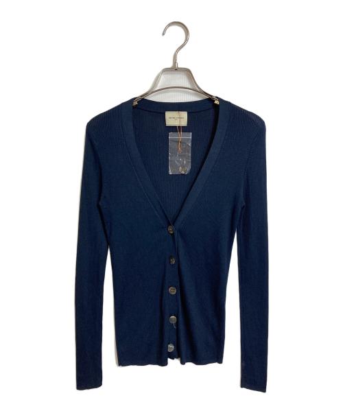 UNITED ARROWS（ユナイテッドアローズ）UNITED ARROWS (ユナイテッドアローズ) シルクリブ Vネック カーディガン　羽織り ネイビー サイズ:38の古着・服飾アイテム