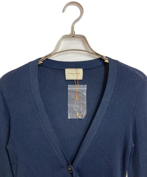 UNITED ARROWS（ユナイテッドアローズ）UNITED ARROWS (ユナイテッドアローズ) シルクリブ Vネック カーディガン　羽織り ネイビー サイズ:38の古着・服飾アイテム