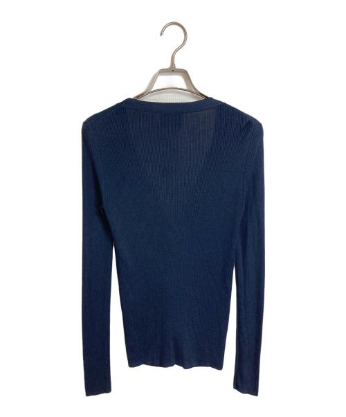 UNITED ARROWS（ユナイテッドアローズ）UNITED ARROWS (ユナイテッドアローズ) シルクリブ Vネック カーディガン　羽織り ネイビー サイズ:38の古着・服飾アイテム