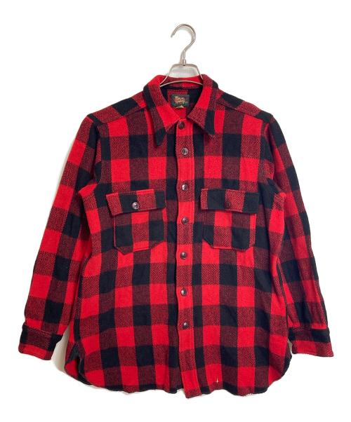 WOOLRICH（ウールリッチ）WOOLRICH (ウールリッチ) 【古着】30’S～40’Sバッファローチェックシャツ CPOウールシャツ ウールマッキーノシャツ　1930年代中期～1940年代初期 黒タグ 　30年代　40年代 レッド×ブラック サイズ:16の古着・服飾アイテム