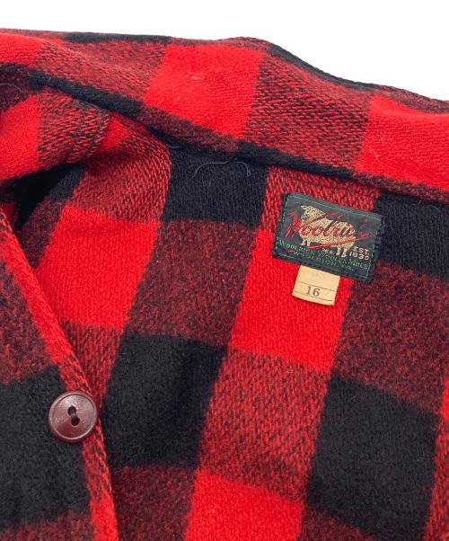 WOOLRICH（ウールリッチ）WOOLRICH (ウールリッチ) 【古着】30’S～40’Sバッファローチェックシャツ CPOウールシャツ ウールマッキーノシャツ　1930年代中期～1940年代初期 黒タグ 　30年代　40年代 レッド×ブラック サイズ:16の古着・服飾アイテム