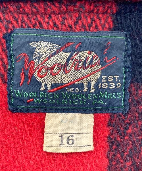 WOOLRICH（ウールリッチ）WOOLRICH (ウールリッチ) 【古着】30’S～40’Sバッファローチェックシャツ CPOウールシャツ ウールマッキーノシャツ　1930年代中期～1940年代初期 黒タグ 　30年代　40年代 レッド×ブラック サイズ:16の古着・服飾アイテム