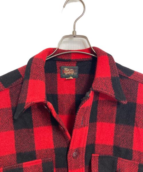 WOOLRICH（ウールリッチ）WOOLRICH (ウールリッチ) 【古着】30’S～40’Sバッファローチェックシャツ CPOウールシャツ ウールマッキーノシャツ　1930年代中期～1940年代初期 黒タグ 　30年代　40年代 レッド×ブラック サイズ:16の古着・服飾アイテム