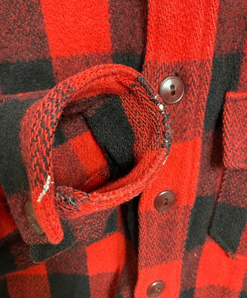 WOOLRICH（ウールリッチ）WOOLRICH (ウールリッチ) 【古着】30’S～40’Sバッファローチェックシャツ CPOウールシャツ ウールマッキーノシャツ　1930年代中期～1940年代初期 黒タグ 　30年代　40年代 レッド×ブラック サイズ:16の古着・服飾アイテム