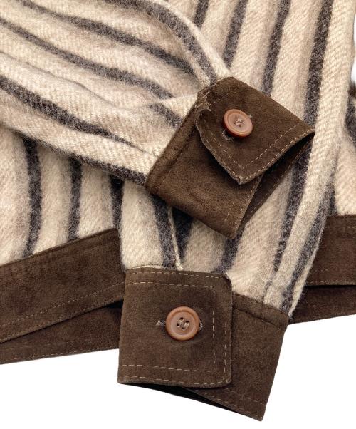 Casa de Lana（カーサ デ ラナ）Casa de Lana (カーサ デ ラナ) 【古着】60’S～70’S スウェード切替ショートジャケット　60年代　70年代　アウター　ウールジャケット　ウルグアイ製 ブラウン×ベージュ サイズ:9/10の古着・服飾アイテム