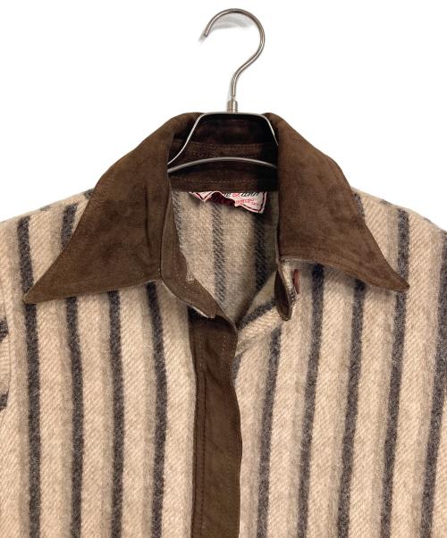Casa de Lana（カーサ デ ラナ）Casa de Lana (カーサ デ ラナ) 【古着】60’S～70’S スウェード切替ショートジャケット　60年代　70年代　アウター　ウールジャケット　ウルグアイ製 ブラウン×ベージュ サイズ:9/10の古着・服飾アイテム