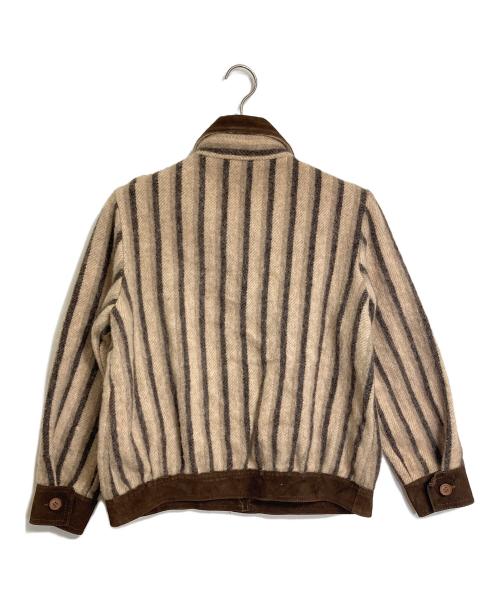 Casa de Lana（カーサ デ ラナ）Casa de Lana (カーサ デ ラナ) 【古着】60’S～70’S スウェード切替ショートジャケット　60年代　70年代　アウター　ウールジャケット　ウルグアイ製 ブラウン×ベージュ サイズ:9/10の古着・服飾アイテム