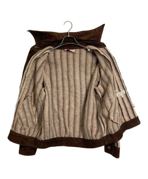 Casa de Lana（カーサ デ ラナ）Casa de Lana (カーサ デ ラナ) 【古着】60’S～70’S スウェード切替ショートジャケット　60年代　70年代　アウター　ウールジャケット　ウルグアイ製 ブラウン×ベージュ サイズ:9/10の古着・服飾アイテム