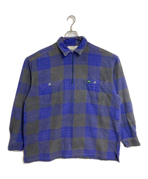 Quiksilver（クイックシルバー）Quiksilver (クイックシルバー) 【古着】オンブレチェックハーフジップシャツ　チェックシャツ　長袖シャツ　プルオーバーシャツ　OLD Quiksilver パープル×グレー サイズ:Lの古着・服飾アイテム