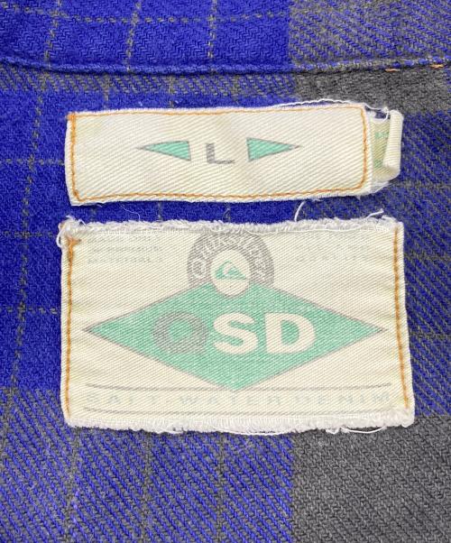 Quiksilver（クイックシルバー）Quiksilver (クイックシルバー) 【古着】オンブレチェックハーフジップシャツ　チェックシャツ　長袖シャツ　プルオーバーシャツ　OLD Quiksilver パープル×グレー サイズ:Lの古着・服飾アイテム