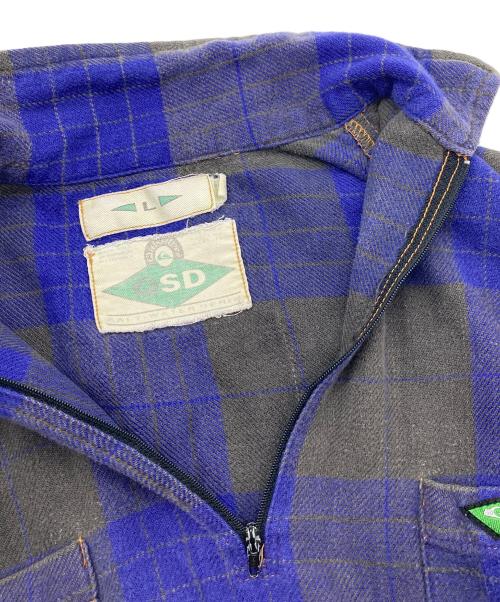 Quiksilver（クイックシルバー）Quiksilver (クイックシルバー) 【古着】オンブレチェックハーフジップシャツ　チェックシャツ　長袖シャツ　プルオーバーシャツ　OLD Quiksilver パープル×グレー サイズ:Lの古着・服飾アイテム