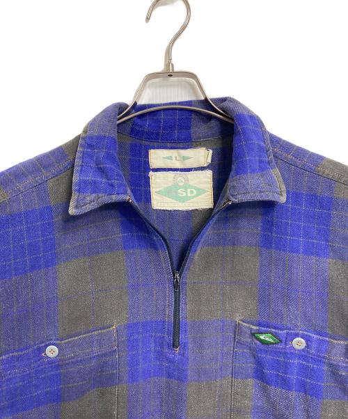 Quiksilver（クイックシルバー）Quiksilver (クイックシルバー) 【古着】オンブレチェックハーフジップシャツ　チェックシャツ　長袖シャツ　プルオーバーシャツ　OLD Quiksilver パープル×グレー サイズ:Lの古着・服飾アイテム