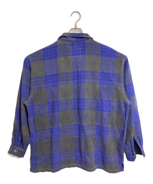 Quiksilver（クイックシルバー）Quiksilver (クイックシルバー) 【古着】オンブレチェックハーフジップシャツ　チェックシャツ　長袖シャツ　プルオーバーシャツ　OLD Quiksilver パープル×グレー サイズ:Lの古着・服飾アイテム