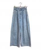 Graphpaper×ARKnetsグラフペーパー×アークネッツ）の古着「別注 Selvage Denim Two Tuck Wide Pants」｜フェードブルー LIGHT FADE