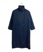 SLOBE IENAスローブ イエナ）の古着「パイルメルトンスタンドコクーンコート　ロングコート　ウールコート　アウター」｜ネイビー
