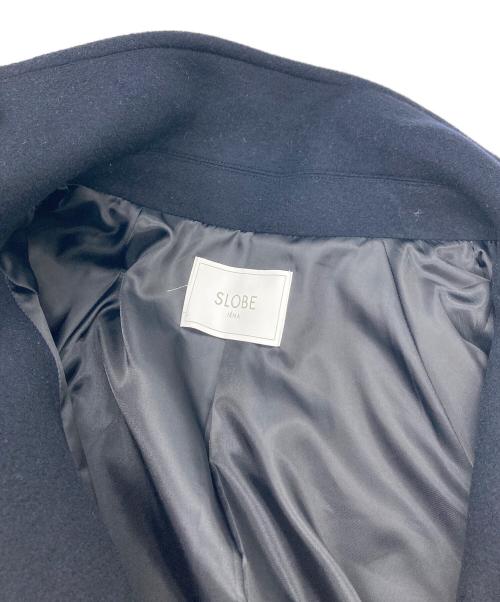 SLOBE IENA（スローブ イエナ）SLOBE IENA (スローブ イエナ) パイルメルトンスタンドコクーンコート　ロングコート　ウールコート　アウター ネイビー サイズ:38の古着・服飾アイテム