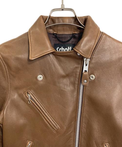 Schott（ショット）Schott (ショット) ラムレザーライダースジャケット　ブラウンレザー　ダブル ブラウン サイズ:XSの古着・服飾アイテム